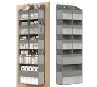 SONGMICS Organizer da Porta, 9 Scomparti, Portaoggetti da Appendere Pieghevole, 4 Ganci in Metallo, Trasparente, Grigio Tortora RDH009GD01