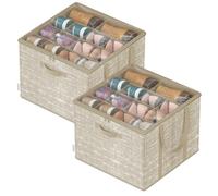 SONGMICS Organizer Scarpe, 2 Pezzi, Coperchio Trasparente, Maniglie | Scatole Contenitori Scarpe, Ciascuno per fino a 16 Paia, Beige Sabbia, Collezione TINA LSP602LF01