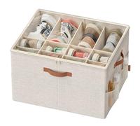 SONGMICS Organizer Scarpe per 16 Paia, con Coperchio Trasparente | Scatola Contenitore, Maniglie, Regolabile, per Armadio, Beige Cappuccino, Collezione TINA LSP555K01
