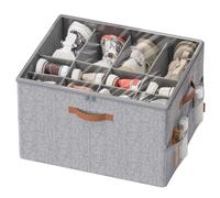 SONGMICS Organizer Scarpe, per 16 Paia, Scatola Contenitore Scarpe, Maniglie, con Coperchio Trasparente, Regolabile, per Armadio, Grigio Tortora LSP555G01