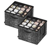 SONGMICS Organizer Scarpe, Set di 2, Ciascuno per fino a 16 Paia, Scatole Contenitori Scarpe, Maniglie, Coperchio Trasparente, per Camera da Letto Ingresso Armadio, Nero Inchiostro LSP602B01