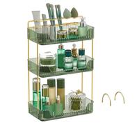 SONGMICS Organizer Trucchi a 3 Livelli, Porta Cosmetici, 2 Accessori Opzionali, Rettangolare, Separabile, Portagioielli, per Toeletta, Idea Regalo, Verde Pallido JKA013C01