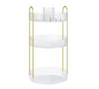 SONGMICS Organizer Trucchi Rotondo a 3 Livelli, Porta Cosmetici Girevole, Separabile, Organizzatore Portagioielli per Toeletta,Camera da Letto, Bagno, Trasparente JKA011W02