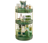 SONGMICS Organizer Trucchi Rotondo a 3 Livelli, Porta Cosmetici Girevole, Separabile, Organizzatore Portagioielli per Toeletta, Camera da Letto, Bagno, Verde Pallido JKA011C01