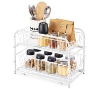 SONGMICS Organizzatore da Cucina, Scaffale a 2 Ripiani Estraibili | Organizzatore Impilabile Sottolavello con Cassetti, per Cucina, Bagno, Bianco Opaco, Collezione PATALLA KCS017W01