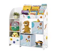 SONGMICS Organizzatore per Giocattoli, Libreria per Bambini, Scaffale Multifunzionale con 2 Scatole Portaoggetti, Alta Capacita, per Camera dei Giochi, Camera da Letto, Soggiorno, Bianco GKR42WT