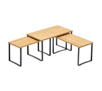 SONGMICS Organizzatori Armadio da Cucina, Set di 3 Scafali da Banco, Impilabili, Portaspezie Espandibile, in Metallo e Legno Ingegnerizzato, Nero Inchiostro e Beige Naturale KCS014B01