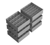 SONGMICS Organizzatori per cassetti pieghevoli, 120 scomparti (3 x 16 + 3 x 24), 30 x 30 x 10 cm, calze, biancheria intima, cinture, grigio tortora