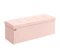 SONGMICS Panca Contenitore, Pouf Pieghevole, 38 x 110 x 38 cm, Panca da Fondo Letto, Cassapanca, Capacità di Carico 300 kg, per Soggiorno, Camera da Letto, Ingresso, Rosa Pastello LSF604R01
