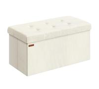 SONGMICS Panca Contenitore, Pouf Pieghevole, 38 x 76 x 38 cm, Panca da Fondo Letto, Cassapanca, Capacità di Carico 300 kg, per Soggiorno, Camera da Letto, Ingresso, Bianco Crema LSF603W01