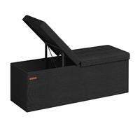 SONGMICS Panca portaoggetti pieghevole ULSF076B01, 38 x 109,5 x 38 cm, coperchio ribaltabile, portata 300 kg, per ingresso, soggiorno, camera da letto, colore nero inchiostro