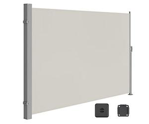 SONGMICS Paravento da Esterno, Tenda da Sole Laterale, Antiruggine, Estensibile, 200 x 300 cm, Frangivista, Parasole Ombreggiante, Tenda da Esterno Balcone Terrazzo Giardino, Beige GSA200K02