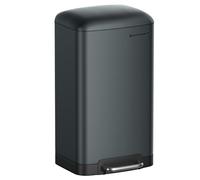 SONGMICS Pattumiera 30 L, con pedale in acciaio, secchio interno e coperchio, maniglia chiusura in morbido, ermetica, per cucina, soggiorno, grigio antracite LTB01GS
