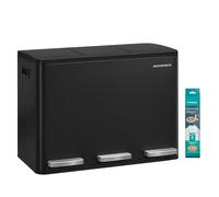SONGMICS Pattumiera Cucina 3 x 15 L, 15 Sacchetti, Acciaio