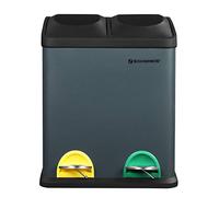 SONGMICS Pattumiera da 30 litri, 2 x 15 litri, pattumiera a pedale con secchio interno, pedali colorati, sistema di raccolta differenziata per la cucina, grigio fumo-nero LTB30G