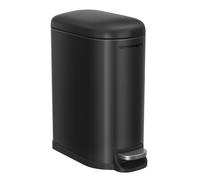 SONGMICS Pattumiera da bagno 10 l, piccola copertura, pattumiera a pedale, per WC, compatto, piccolo spazio, in acciaio, chiusura morbida, inchiostro nero LTB010B02