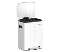 SONGMICS Pattumiera da cucina, 2 x 20 l, pattumiera a doppio strato, 2 secchi interni in plastica, coperchio a cerniera, maniglia, chiusura a tenuta, ermetica, bianco LTB40WT