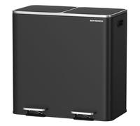 SONGMICS Pattumiera da cucina, 2 x 40 l, con 15 sacchetti della spazzatura, 2 scomparti, secchio interno in plastica e coperchio a cerniera, ermetico, nero, ULTB730B80