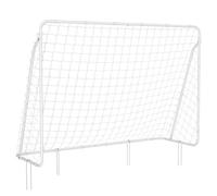 SONGMICS Porta da calcio per bambini, rete da calcio, montaggio rapido, per giardino, cortile, parco, spiaggia, tubi di ferro, rete in PE, 215 x 76 x 150 cm, bianco SZQ215W01