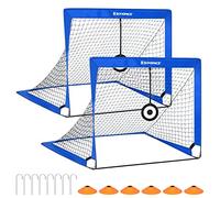 SONGMICS Porta da Calcio per Bambini, Set di 2, Obiettivo di Calcio Portatile e Pieghevole, per Giardino, Parco, Spiaggia, Struttura in Fibra di Vetro Elastico, Blu SZQ422Q01