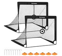 SONGMICS Porta da Calcio per Bambini, Set di 2, Obiettivo di Calcio Portatile e Pieghevole, per Giardino, Parco, Spiaggia, Struttura in Fibra di Vetro Elastico, Nero SZQ422B01