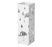 SONGMICS Porta Ombrelli in Metallo, Contenitore per Ombrelli con Vaschetta Scolapioggia e 4 Gancetti, 15,5 x 15,5 x 49 cm, Bianco LUC49W