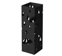 SONGMICS Porta Ombrelli in Metallo, Contenitore per Ombrelli con Vaschetta Scolapioggia e 4 Gancetti, 15,5 x 15,5 x 49 cm, Nero LUC49B