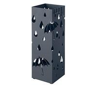 SONGMICS Porta Ombrelli in Metallo, Contenitore per Ombrelli con Vaschetta Scolapioggia e 4 Gancetti, 15,5 x 15,5 x 49 cm, Grigio Antracite LUC049G01