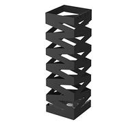 SONGMICS Porta Ombrelli in Metallo, Contenitore per Ombrelli Quadrato con 4 Gancetti e Vaschetta Scolapioggia Rimovibile, 15,5 x 15,5 x 49 cm, Nero LUC16B