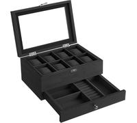 SONGMICS Porta Orologi a 8 Scomparti, Scatola Portaorologi a 2 Livelli, Coperchi