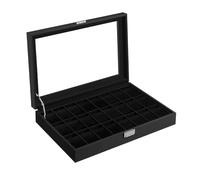 SONGMICS Porta Orologi, Scatola Portaorologi con 24 Posti, Coperchio in Vetro, Custodia per Orologi, Idea Regalo, Superficie e Interno in Nero Inchiostro JWB024B02