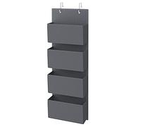 SONGMICS Scaffale da appendere a 4 scomparti, organizer da appendere alla porta o alla parete, in tessuto, per camera da letto, ufficio, cameretta dei bambini, 33,5 x 12 x 100 cm, grigio RDH04G