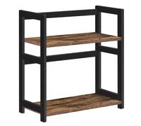 SONGMICS Portaspezie OFS046B01, scaffale portaoggetti a 2 livelli, organizer da scrivania, struttura in bambù per cucine, sale da pranzo, uffici, marrone rustico e nero