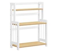 SONGMICS Portaspezie, Scaffale da Cucina a 3 Ripiani, Organizzatore da Banco, Struttura in Bambù, per Cucina, Sala da Pranzo, Ufficio, Rovere Naturale e Bianco OFS047Y01