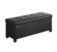 SONGMICS Pouf Contenitore, Cassapanca con Gambe, 38 x 110 x 40 cm, Sgabello Poggiapiedi, 112 L, Rivestimento PVC, per Camera da Letto Soggiorno, Nero Inchiostro LSF0514B02