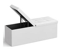 SONGMICS Pouf Contenitore, Cassapanca Contenitore da 131 Litri con Coperchio Ribaltabile, Panca con Sedile Imbottito, Pieghevole, 38 x 110 x 38 cm, Bianco LSF75WT