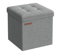 SONGMICS Pouf ottomano pieghevole, piccolo, 30 cm, pouf cubo con contenitore, carico fino a 129,7 kg, per soggiorno, camera da letto, dormitorio, grigio chiaro ULSF028G02