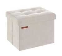 SONGMICS Pouf ottomano pieghevole, piccolo, 30 x 40 cm, peso massimo 129,7 kg, per soggiorno, camera da letto, dormitorio, colore bianco crema ULSF200W01