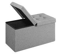 SONGMICS Pouf Pieghevole, Cassapanca, 38 x 76 x 38 cm, Coperchio Ribaltabile, Capacità di Carico Statico 300 kg, per Corridoio, Soggiorno, Camera da Letto, Grigio Cenere LSF41G