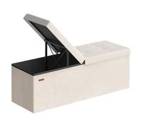 Songmics Pouf pieghevole Cassapanca LSF078LH01 38x110x38 cm, coperchio ribaltabile, velluto beige