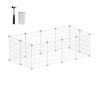 SONGMICS Recinto per Animali di Piccola Taglia, Recinzione Personalizzabile per Criceti, Conigli, Rete in Metello, Include Martelletto e Fascette, per Uso Interno, Bianco LPI001W01