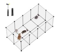 SONGMICS Recinto per animali domestici, box per cavie con pavimento, recinto interno in plastica trasparente per criceti, conigli, ricci, per piccoli animali, 145 x 72 x 57 cm, bianco