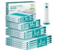 SONGMICS Sacchetti di stoccaggio sottovuoto, pompa elettrica portatile ricaricabile, sacchetti sottovuoto salvaspazio per vestiti trapunte da viaggio biancheria da letto, riutilizzabili, confezione da