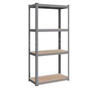 SONGMICS Scaffalatura a 4 Ripiani, Scaffale in Acciaio, Montaggio Rapido, Utensili, Strumenti in Garage, Magazzino, Ripostiglio, Portante 520 kg, 40 x 80 x 160 cm, Grigio GLR044G01