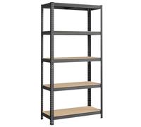 SONGMICS Scaffalatura a 5 Ripiani, Scaffale in Acciaio, Montaggio Rapido, Utensili, Strumenti in Garage, Magazzino, Ripostiglio, Portante 875 kg, 40 x 90 x 180 cm, Grigio GLR040G01