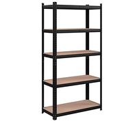 SONGMICS Scaffalatura a 5 Ripiani, Scaffale in Acciaio, Montaggio Rapido, Utensili, Strumenti in Garage, Magazzino, Ripostiglio, Portante 875 kg, 40 x 90 x 180 cm, Nero GLR040B01