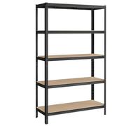 SONGMICS Scaffalatura a 5 Ripiani, Scaffale in Acciaio, Montaggio Senza Viti, Utensili, Strumenti in Garage, Magazzino, Ripostiglio, Portante 750 kg, 60 x 120 x 200 cm, Nero GLR060B01