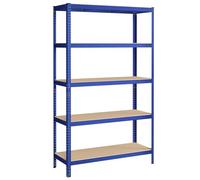 SONGMICS Scaffalatura a 5 Ripiani, Scaffale in Acciaio, Montaggio Senza Viti, Utensili, Strumenti in Garage, Magazzino, Ripostiglio, Portante 750 kg, 60 x 120 x 200 cm, Blu GLR060Q01