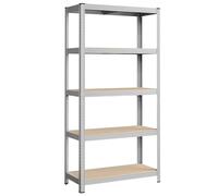 SONGMICS Scaffalatura a 5 Ripiani, Scaffale in Acciaio, Montaggio Senza Viti, Utensili, Strumenti in Garage, Magazzino, Ripostiglio, Portante 875 kg, 40 x 90 x 180 cm, Argento GLR40SV