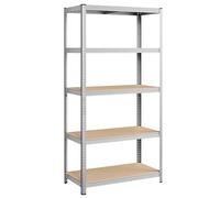 SONGMICS Scaffalatura per Carico Pesante, Scaffale Portaoggetti per Cantina Officina, 200 x 100 x 50 cm, Portata di 875 kg, 5 Ripiani Regolabili a Incastro, Scaffale in Metallo, Argento GLR050E01